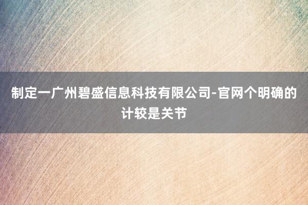 制定一广州碧盛信息科技有限公司-官网个明确的计较是关节